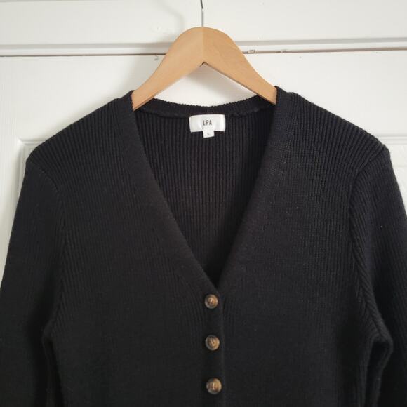 Revolve LPA Kavala Sweater Dress Wool Black Button Up Bodycon Long Sleeve Large - Picture 5 of 7